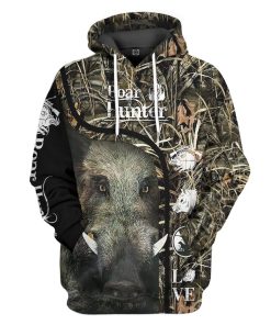 Gearhuman 3D Love Boar Hunter Custom Tshirt Hoodie Apparel GVC08114 3D Apparel Hoodie S 