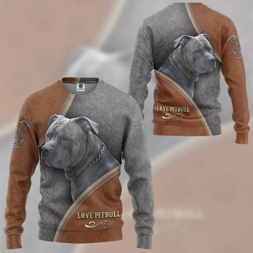 Gearhuman 3D Love Pitbull Tshirt Hoodie Apparel GV190219 3D Apparel