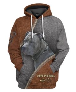 Gearhuman 3D Love Pitbull Tshirt Hoodie Apparel GV190219 3D Apparel Hoodie S