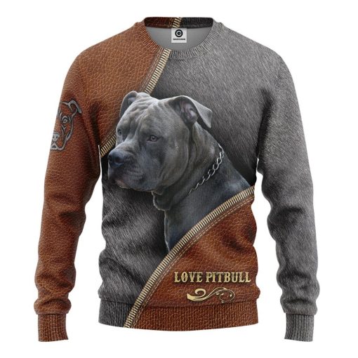 Gearhuman 3D Love Pitbull Tshirt Hoodie Apparel GV190219 3D Apparel Long Sleeve S