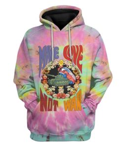 Gearhuman 3D Make Love Not War Tie Dye Custom Hoodie Apparel GW26062 3D Custom Fleece Hoodies Hoodie S 