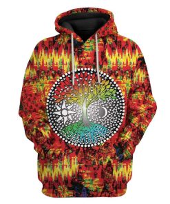 Gearhuman 3D Mandala Hippie Tie Dye Tree Of Life Custom Hoodies Apparel GT26024 3D Custom Fleece Hoodies Hoodie S