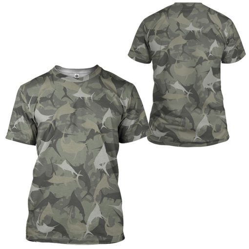 Gearhuman 3D Marlin Camo Custom Tshirt Hoodie Apparel GV08129 3D Apparel