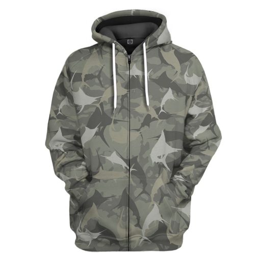 Gearhuman 3D Marlin Camo Custom Tshirt Hoodie Apparel GV08129 3D Apparel Zip Hoodie S