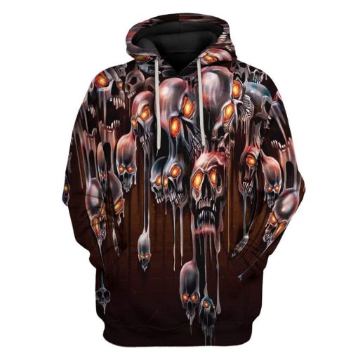 Gearhuman 3D Melting Skulls Custom Fleece Hoodie Apparel GV20041 3D Custom Fleece Hoodies Hoodie S