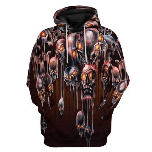 Gearhuman 3D Melting Skulls Custom Fleece Hoodie Apparel GV20041 3D Custom Fleece Hoodies Zip Hoodie S