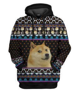 Gearhuman 3D Meme Doge Ugly Sweater Custom Hoodie Apparel GV09094 3D Custom Fleece Hoodies Hoodie S 