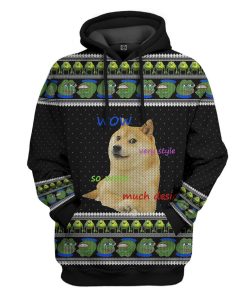 Gearhuman 3D Meme Doge Wow Ugly Sweater Custom Hoodie Apparel GV09095 3D Custom Fleece Hoodies Hoodie S 