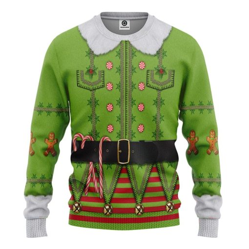 Gearhuman 3D Mens Ugly Christmas Elf Custom Tshirt Hoodie Apparel GJ07102 3D Apparel Long Sleeve S