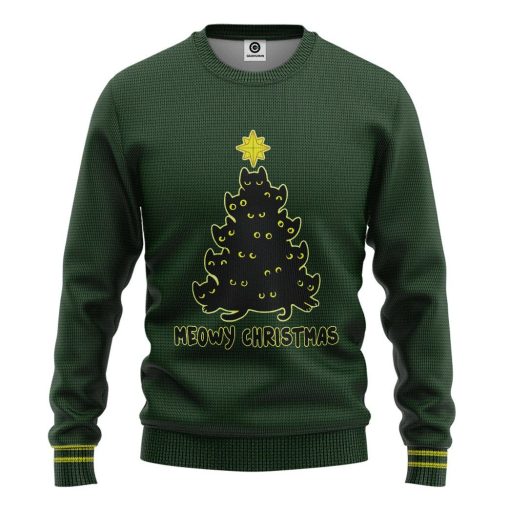 Gearhuman 3D Meowy Christmas Custom Tshirt Hoodie Apparel GC20101 3D Apparel Long Sleeve S