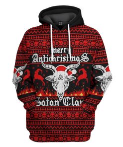 Gearhuman 3D Merry Antichristmas Satan Claus Ugly Xmas Sweater Custom Hoodie Apparel GV09109 3D Apparel Hoodie S 