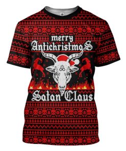 Gearhuman 3D Merry Antichristmas Satan Claus Ugly Xmas Sweater Custom Tshirt Apparel GV09109 3D T-shirt T-Shirt S 