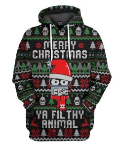 Gearhuman 3D Merry Christmas Ya Filthy Animal Custom Hoodie Apparel GW13101 3D Apparel Hoodie S 