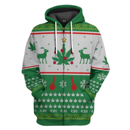 Gearhuman 3D Merry Kushmas Custom Hoodie Apparel GW12101 3D Apparel Zip Hoodie S