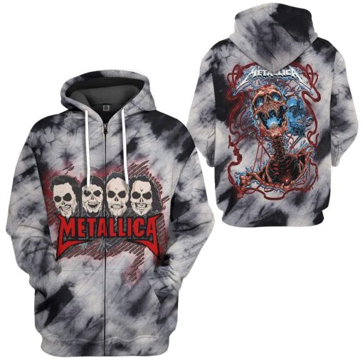 Gearhuman 3D Metallica Custom Hoodie Apparel GW03086 3D Custom Fleece Hoodies