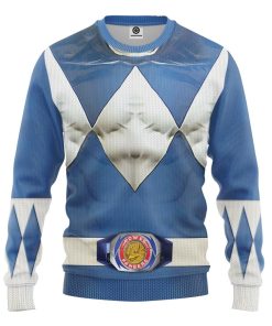 Gearhuman 3D Mighty Morphin Blue Power Rangers Custom Ugly Sweatshirt GV131010 Sweatshirt Sweatshirt S 