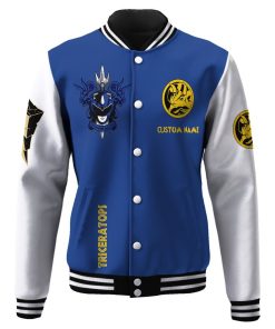 Gearhuman 3D Mighty Morphin Power Ranger Blue Custom Name Baseball Jacket GK20018 Baseball Jacket 