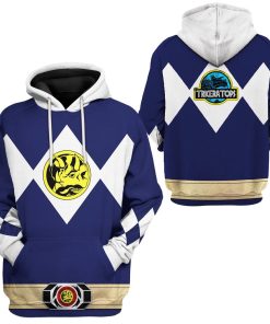 Gearhuman 3D Mighty Morphin Power Ranger Blue Tshirt Hoodie Apparel GK190115 3D Apparel 