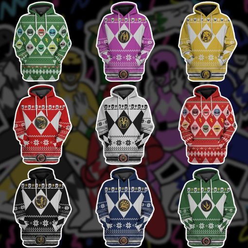 Gearhuman 3D Mighty Morphin Power Rangers Custom Tshirt Hoodie Apparel CW18118 3D Apparel