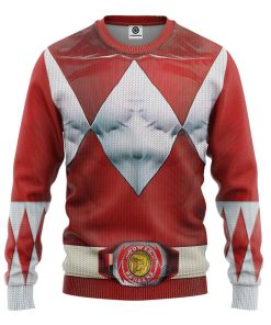Gearhuman 3D Mighty Morphin Red Power Rangers Custom Ugly Sweatshirt GV13109 Sweatshirt Sweatshirt S 