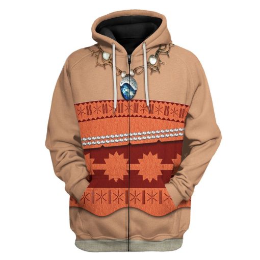 Gearhuman 3D Moana Princess Custom Tshirt Hoodie Appreal CC24114 3D Apparel Zip Hoodie S