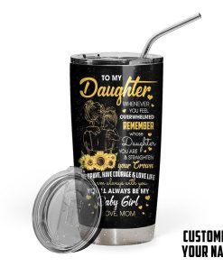 Gearhuman 3D Mom To Daughter Sunflower Custom Name Design Insulated Vacuum Tumbler GW121019 Tumbler Short 20oz 