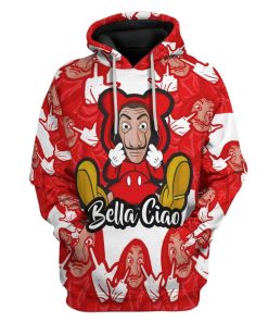 Gearhuman 3D Money Heist Mickey Mouse Custom Fleece Hoodie Apparel GW24044 3D Custom Fleece Hoodies Hoodie S 