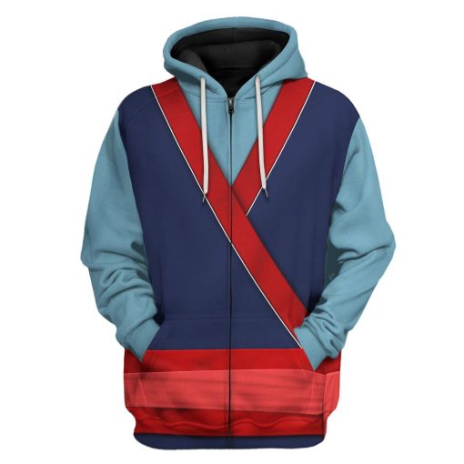 Gearhuman 3D Mulan Princess Custom Tshirt Hoodie Appreal CC24112 3D Apparel Zip Hoodie S