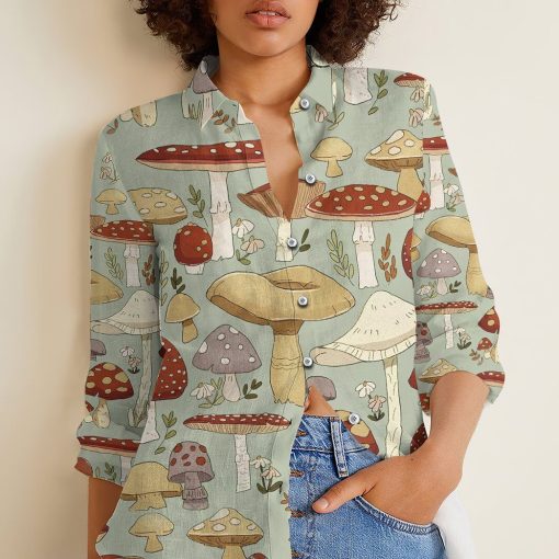 Gearhuman 3D Mushroom Linen Shirt For Woman GV300915 Linen Shirt