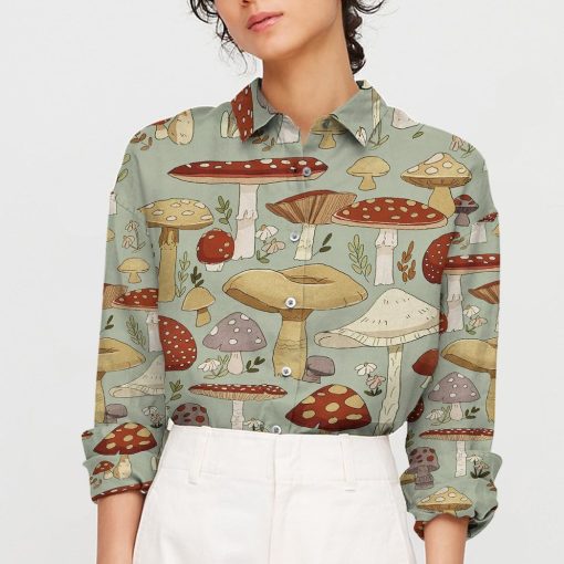 Gearhuman 3D Mushroom Linen Shirt For Woman GV300915 Linen Shirt