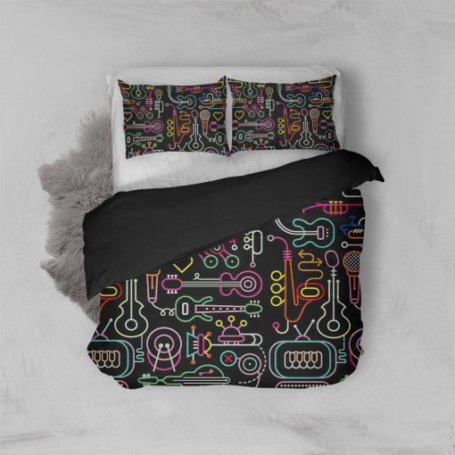Gearhuman 3D Music Neon Bedding Set GK150110 Bedding Set Twin 3PCS