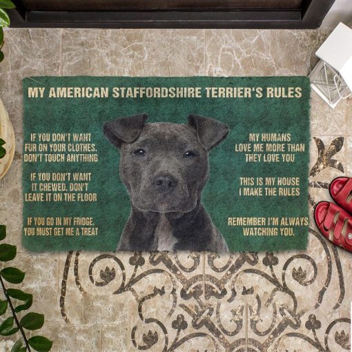 Gearhumans 3D My American Staffordshire Terrier's Rules Doormat 5 Gearhuman 3D My American Staffordshire Terrier's Rules Doormat GK280133 Doormat