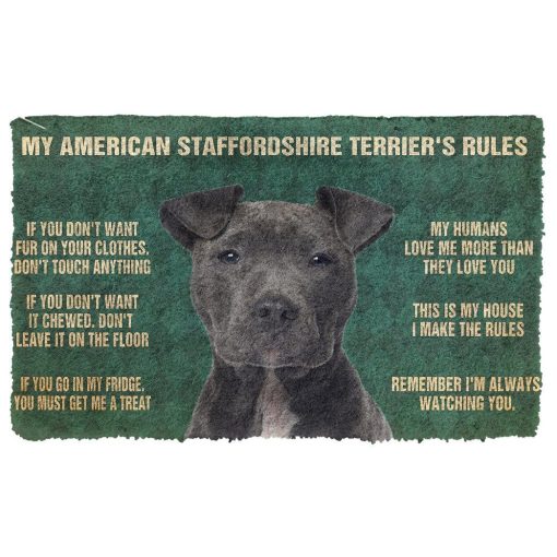 Gearhumans 3D My American Staffordshire Terrier's Rules Doormat 4 Gearhuman 3D My American Staffordshire Terrier's Rules Doormat GK280133 Doormat Doormat S(15,8''x23,6'')