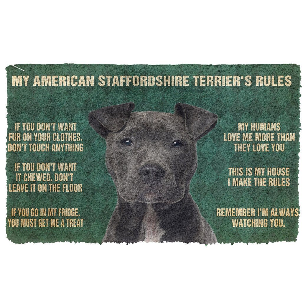 Gearhumans 3D My American Staffordshire Terrier's Rules Doormat 2 Gearhuman 3D My American Staffordshire Terrier's Rules Doormat GK280133 Doormat Doormat S(15,8''x23,6'')