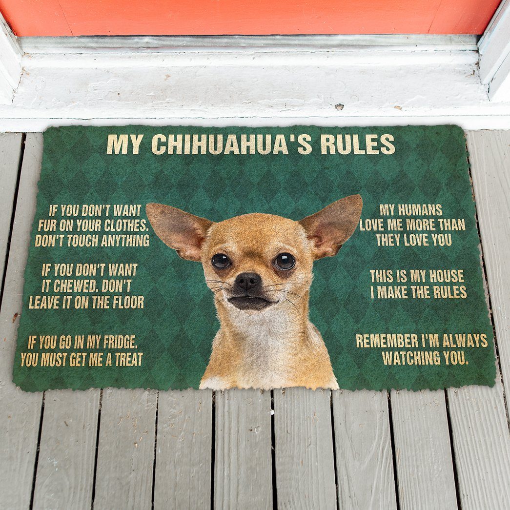 Gearhumans 3D My Chihuahua's Rules Doormat 3 Gearhuman 3D My Chihuahua's Rules Doormat GK280126 Doormat
