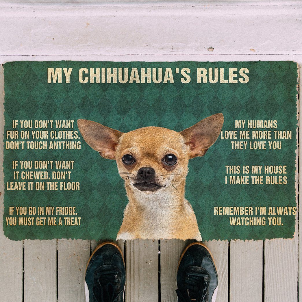 Gearhumans 3D My Chihuahua's Rules Doormat 4 Gearhuman 3D My Chihuahua's Rules Doormat GK280126 Doormat