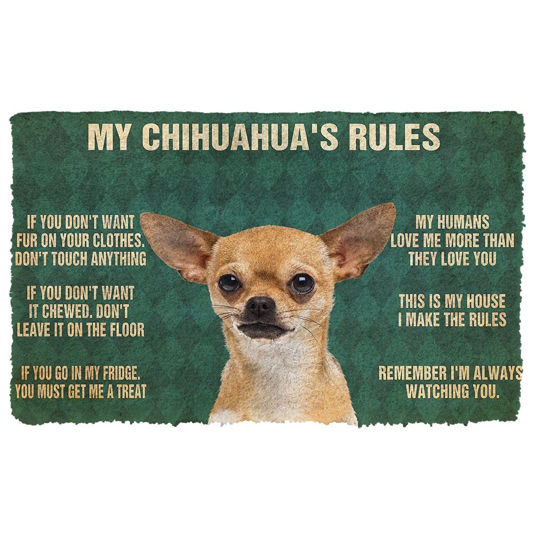 Gearhumans 3D My Chihuahua's Rules Doormat 2 Gearhuman 3D My Chihuahua's Rules Doormat GK280126 Doormat Doormat S(15,8''x23,6'')
