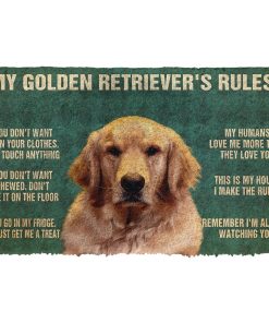 Gearhuman 3D My Golden Retriever's Rules Doormat GK280129 Doormat Doormat S(15,8''x23,6'')