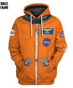 Gearhuman 3D NASA Orange Space Suit Custom Name Hoodie Apparel GW21096 3D Apparel Hoodie S 