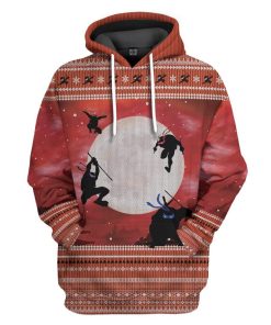 Gearhuman 3D Ninja Ugly Christmas Sweater Custom Hoodie Apparel GV12105 3D Apparel Hoodie S 