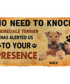 Gearhuman 3D No Need To Knock Airedale Terrier Dog Custom Name Doormat GV28013 Doormat Doormat S(15,8''x23,6'')
