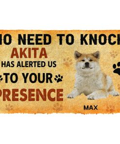 Gearhuman 3D No Need To Knock Akita Dog Custom Name Doormat GV280124 Doormat Doormat S(15,8''x23,6'')