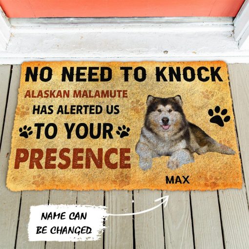 Gearhuman 3D No Need To Knock Alaskan Malamute Dog Custom Name Doormat GV280117 Doormat
