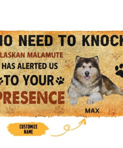 Gearhuman 3D No Need To Knock Alaskan Malamute Dog Custom Name Doormat GV280117 Doormat Doormat S(15,8''x23,6'')