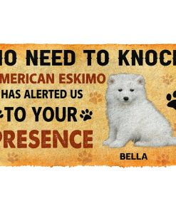Gearhuman 3D No Need To Knock American Eskimo Dog Custom Name Doormat GV26018 Doormat Doormat S(15,8''x23,6'')