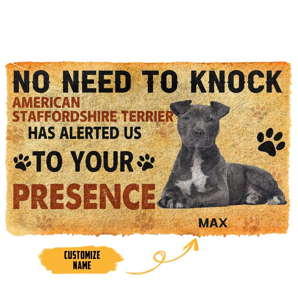 Gearhumans 3D No Need To Knock American Staffordshire Terrier Dog Custom Name Doormat 3 Gearhuman 3D No Need To Knock American Staffordshire Terrier Dog Custom Name Doormat GV270119 Doormat