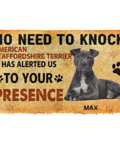 Gearhuman 3D No Need To Knock American Staffordshire Terrier Dog Custom Name Doormat GV270119 Doormat Doormat S(15,8''x23,6'')