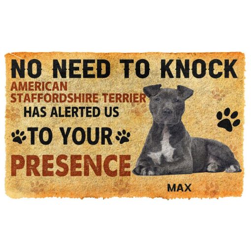 Gearhumans 3D No Need To Knock American Staffordshire Terrier Dog Custom Name Doormat 7 Gearhuman 3D No Need To Knock American Staffordshire Terrier Dog Custom Name Doormat GV270119 Doormat Doormat S(15,8''x23,6'')