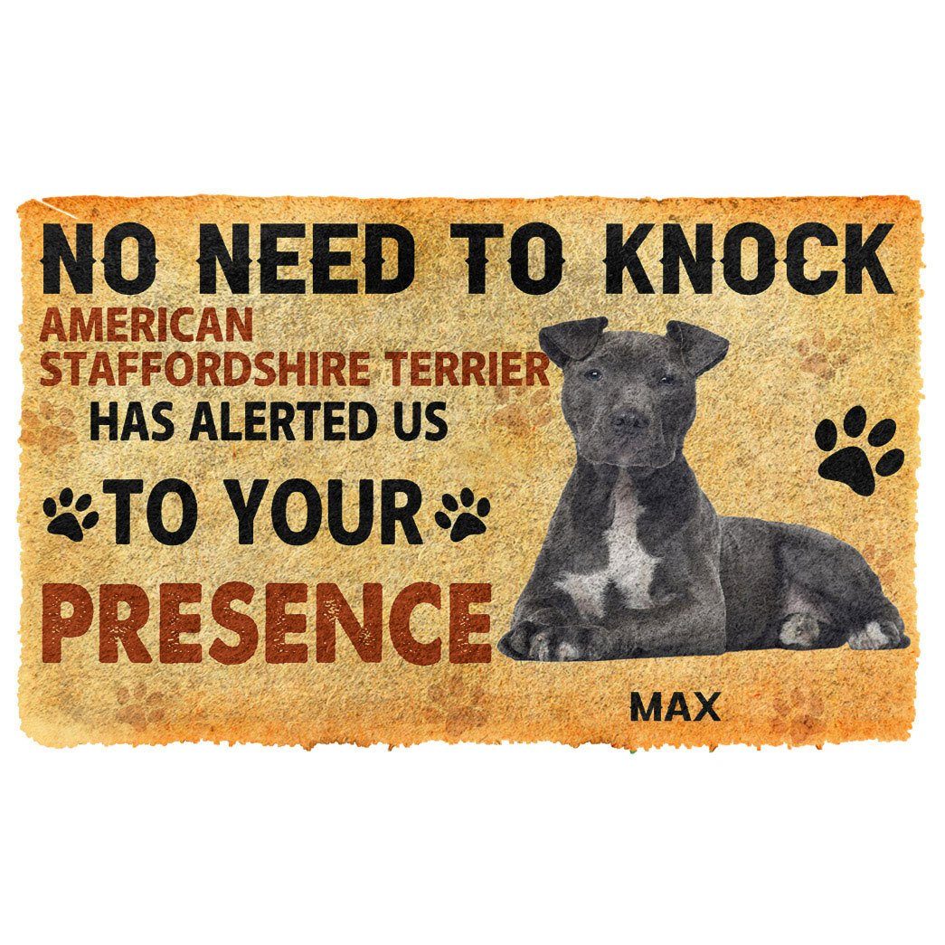 Gearhumans 3D No Need To Knock American Staffordshire Terrier Dog Custom Name Doormat 2 Gearhuman 3D No Need To Knock American Staffordshire Terrier Dog Custom Name Doormat GV270119 Doormat Doormat S(15,8''x23,6'')