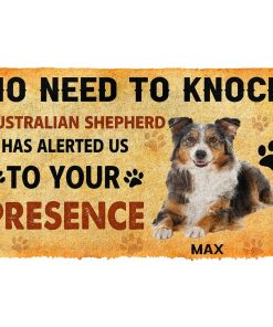 Gearhuman 3D No Need To Knock Australian Shepherd Dog Custom Name Doormat GV270113 Doormat Doormat S(15,8''x23,6'')